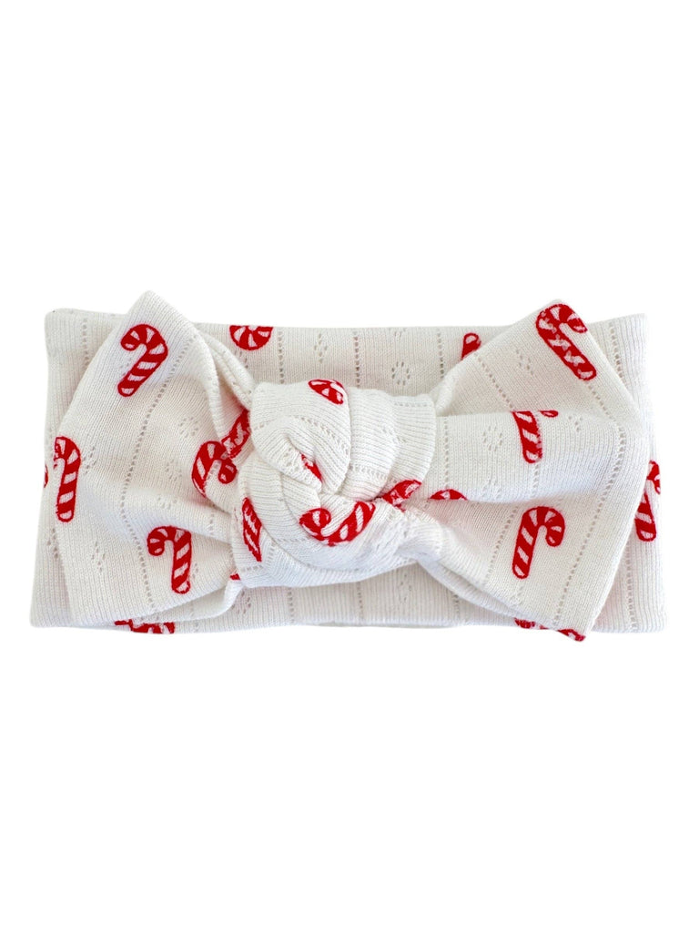 SIIX Collection - Candy Cane / Organic Pointelle Bow: 0 - 6 mo.