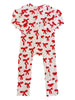 SIIX Collection - Red Bows / Organic Pointelle 2-Way Zip Romper: 18 - 24 mo.