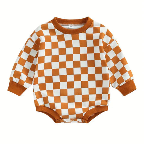 Checkered Romper | Copper