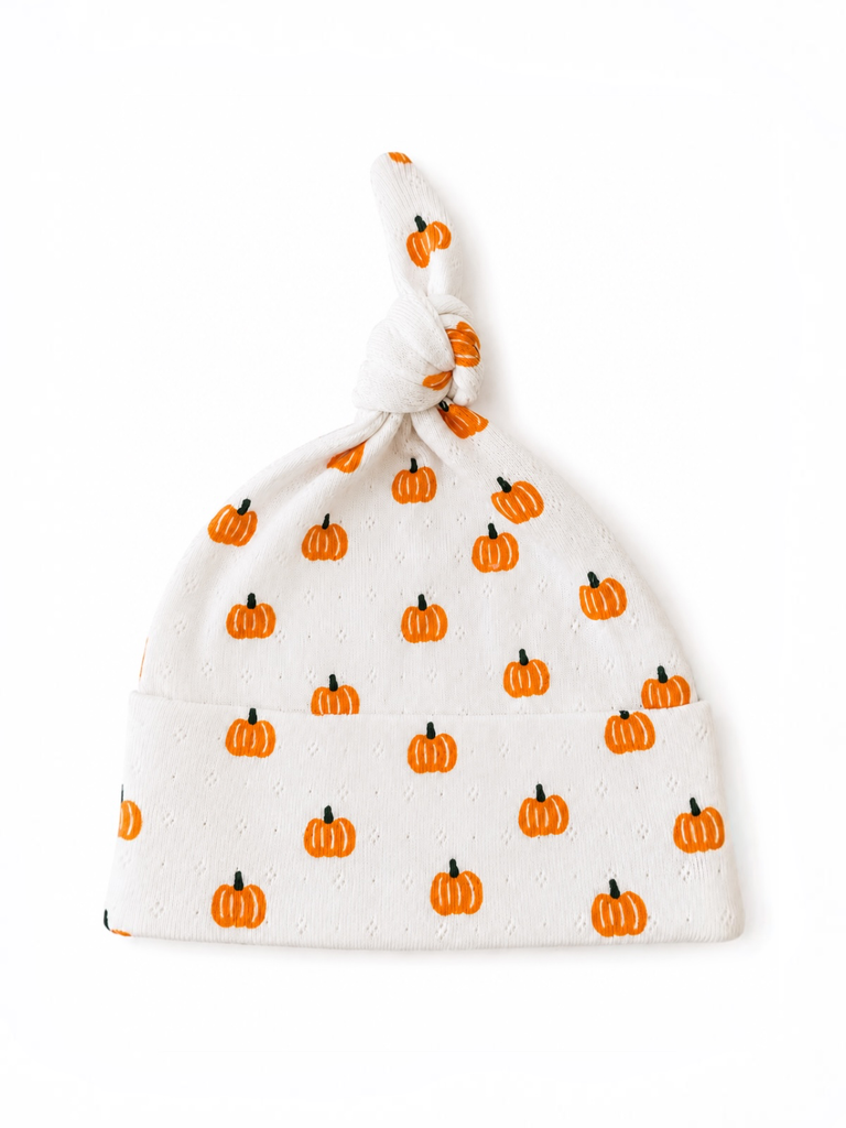 SIIX Collection - Pumpkin / Organic Pointelle Beanie: 0 - 3 mo.