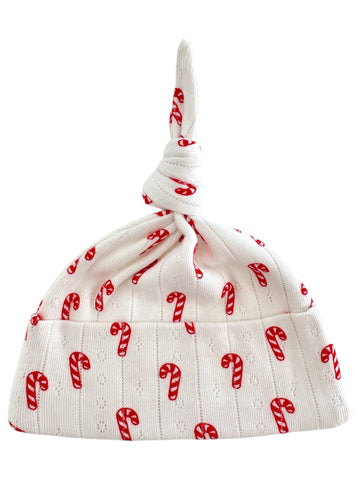 SIIX Collection - Candy Cane / Organic Pointelle Beanie: 0 - 3 mo.