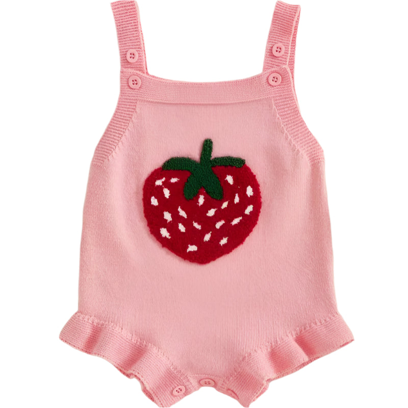 Knit Romper | Pink Strawberrry