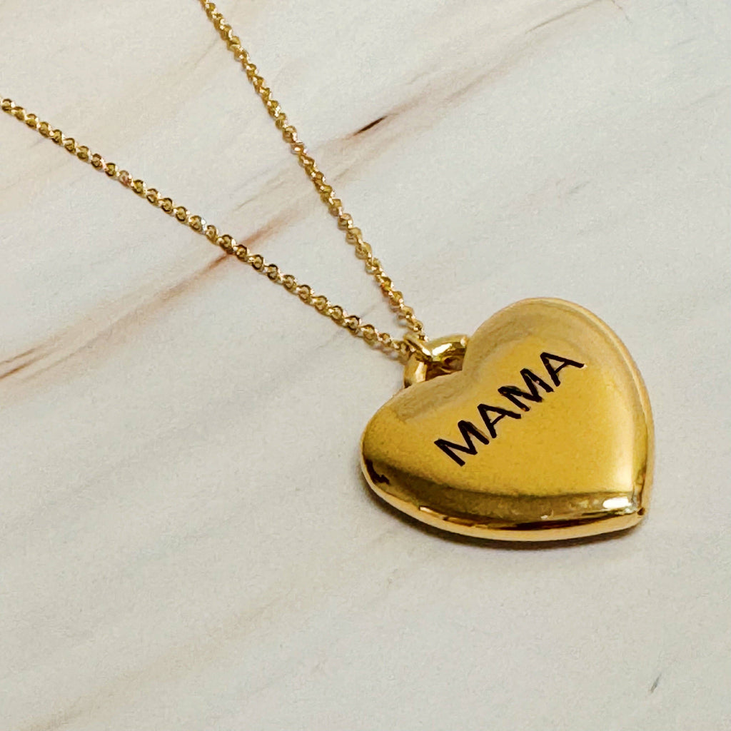 Necklace | Mama Engraved Heart Pendant Necklace