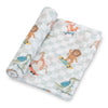 LollyBanks - Baby Muslin Swaddle Blanket 47x47 Wild Wheels