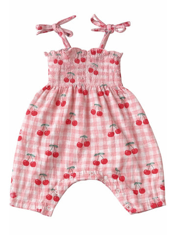 Romper | Gingham Cherries