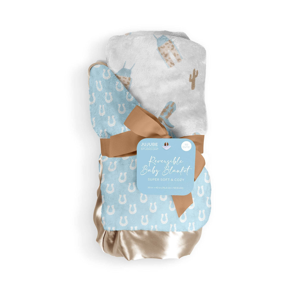 JuJuBe - Reversible Baby Blanket Howdy Partner Blue