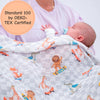 LollyBanks - Baby Muslin Swaddle Blanket 47x47 Wild Wheels