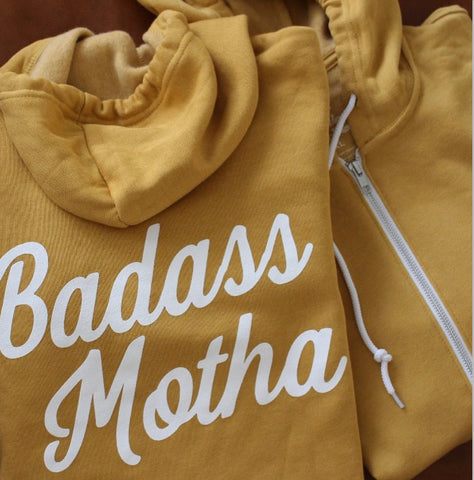 Adult Zip-Up Hoodie | Badass Motha in Mustard