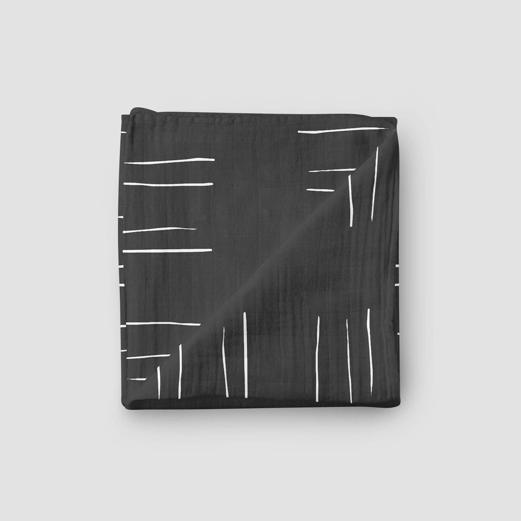 Swaddle Blanket |  Charcoal Mudcloth