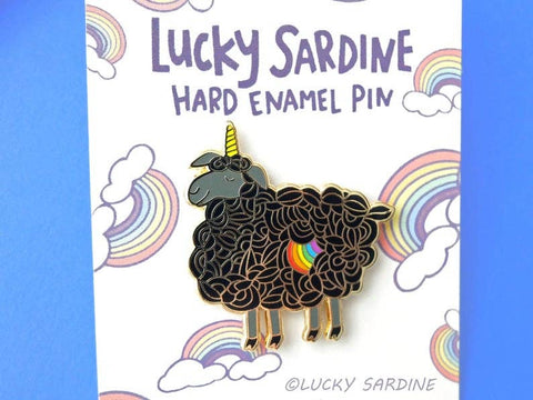 Enamel Pin | Black Sheep Unicorn Rainbow