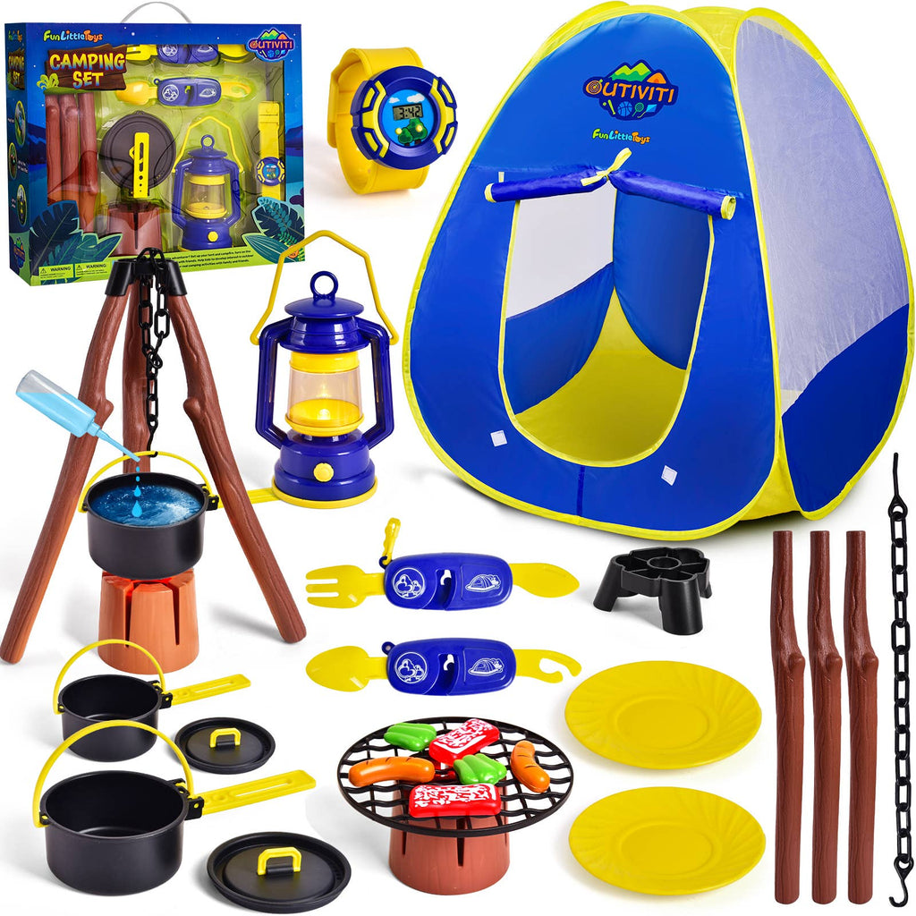 Fun Little Toys - 22 PCS Camping Tent Set with Cooking Facilities